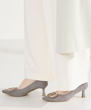 変形リボンモチーフヒールパンプス/61117