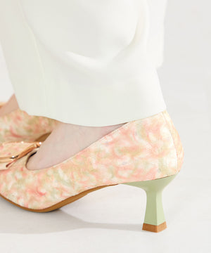 変形リボンモチーフヒールパンプス/61117