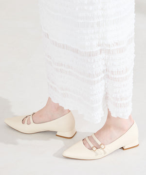 ダブルストラップポインテッドトゥパンプス/61118