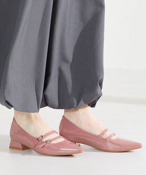 ダブルストラップポインテッドトゥパンプス/61118