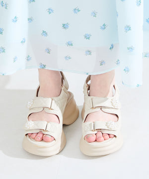 パール×キルティング厚底サンダル/61209