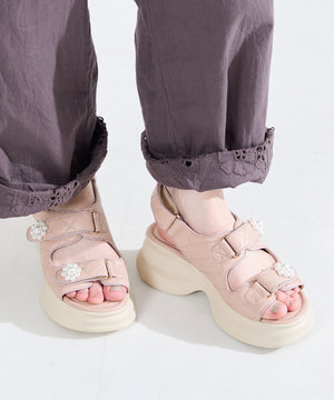 パール×キルティング厚底サンダル/61209