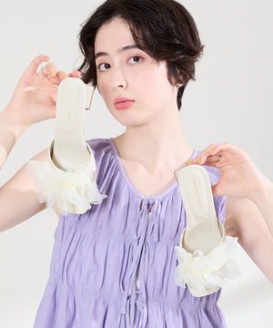 ボリュームチュールベルトミュールサンダル/61240
