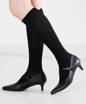 プチメタルパーツストラップヒールパンプス/62102