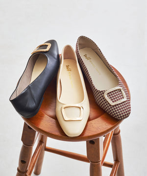 ゴールドモチーフフラットパンプス/62109