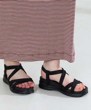 ストレッチクロスベルト厚底サンダル/62202