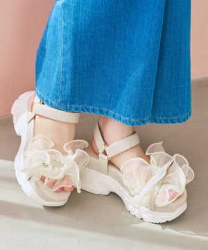 フリルチュールボリュームソールサンダル/66205