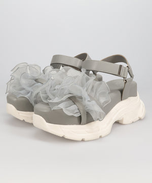 【WEB先行予約/3月上旬発売予定】フリルチュールボリュームソールサンダル/66205