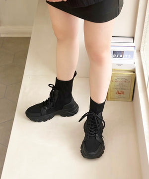 トラックソールレースアップニットブーツ/31438