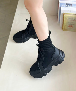 トラックソールレースアップニットブーツ/31438