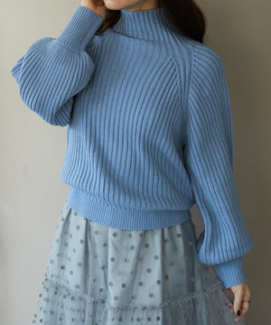 ハイネックボリュームスリーブニット/MO33N04