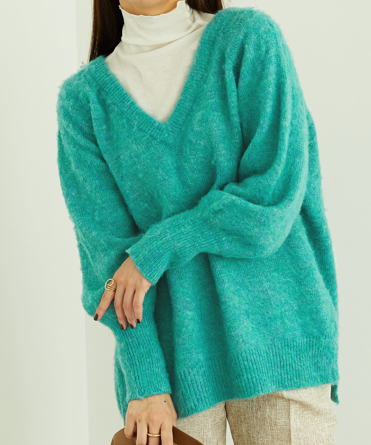 メランジVネックニットプルオーバー/MO33N06 – ORIENTALTRAFFIC