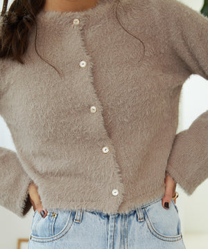 クロップドシャギーニットカーディガン/MO33N07