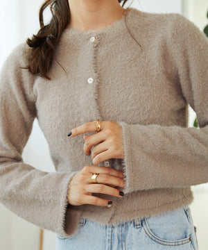 クロップドシャギーニットカーディガン/MO33N07