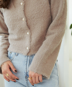 クロップドシャギーニットカーディガン/MO33N07