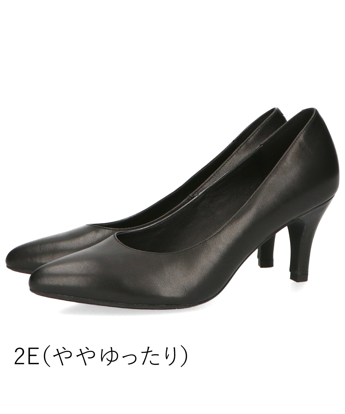 【本革/通勤/リクルート】ポインテッドヒールブラックパンプス/R-3101