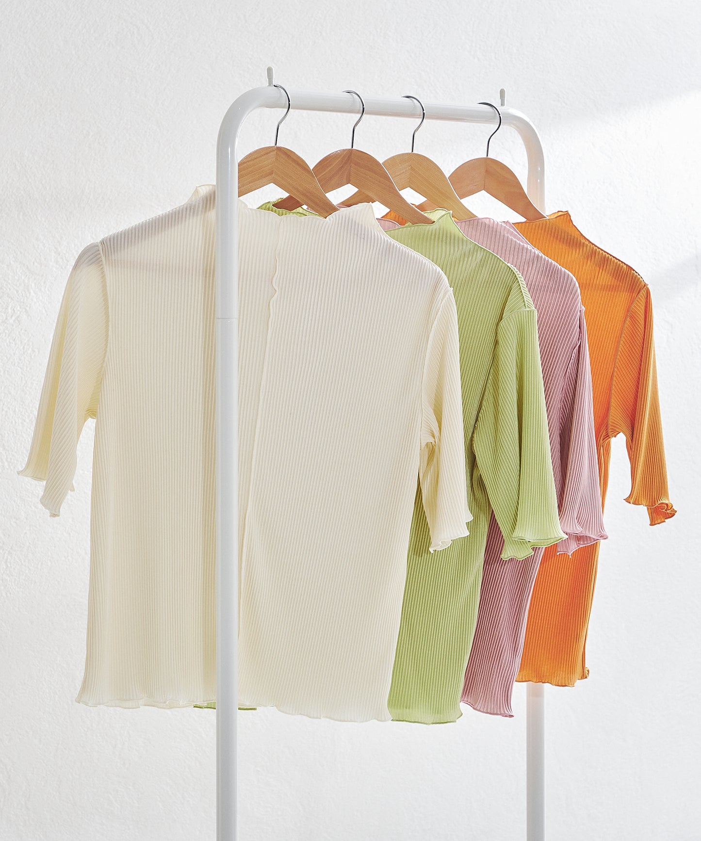 2wayハイネックメロープリーツ5分袖トップス/AC1427