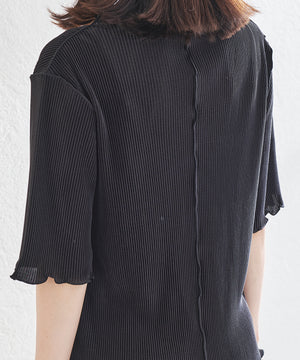 2wayハイネックメロープリーツ5分袖トップス/AC1427