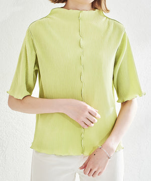 2wayハイネックメロープリーツ5分袖トップス/AC1427