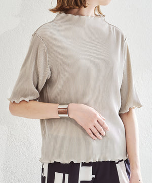 2wayハイネックメロープリーツ5分袖トップス/AC1427