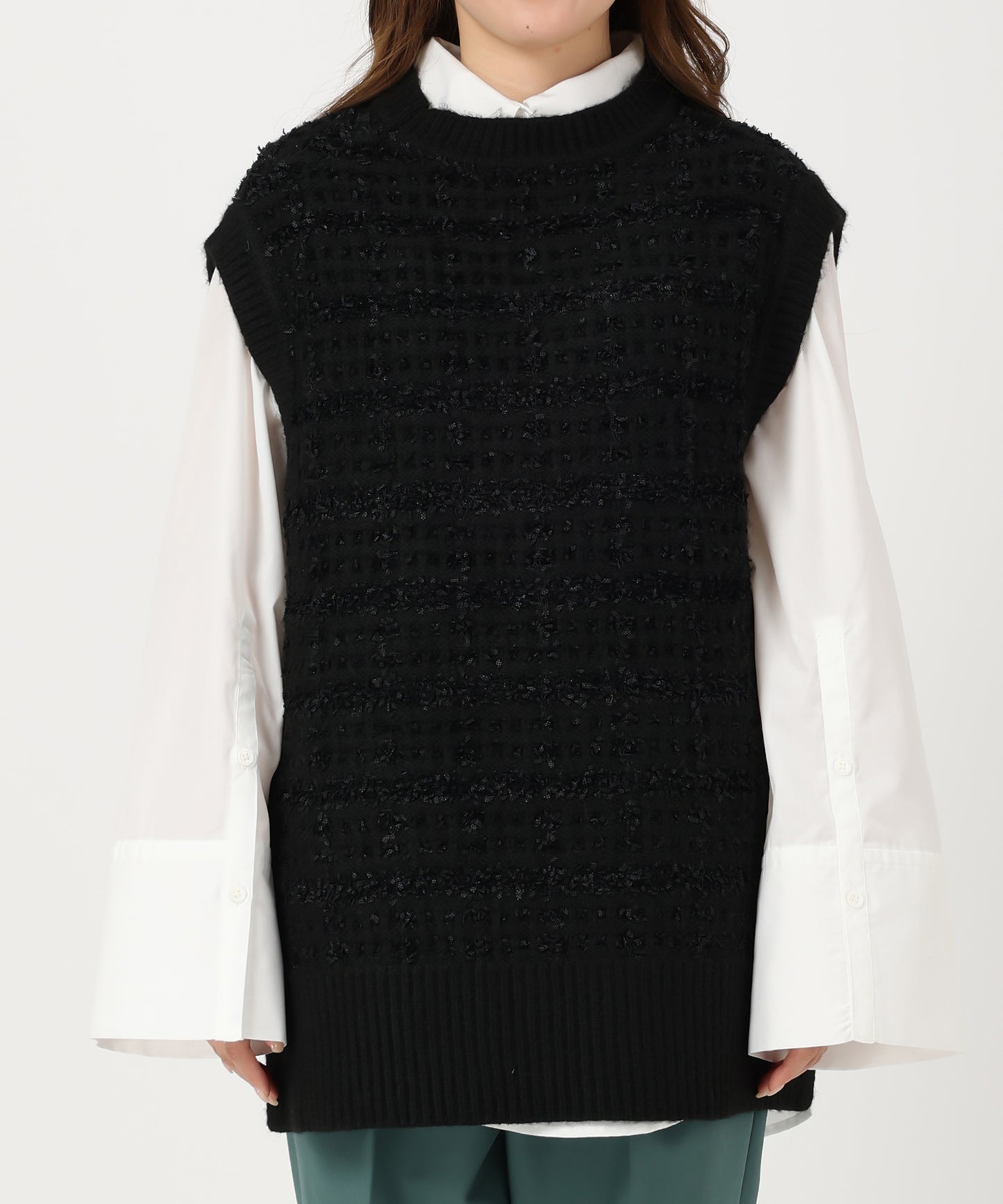 ツイード風テープヤーンニットベスト