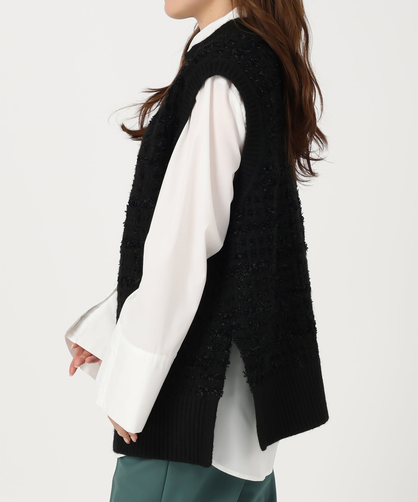 ツイード風テープヤーンニットベスト