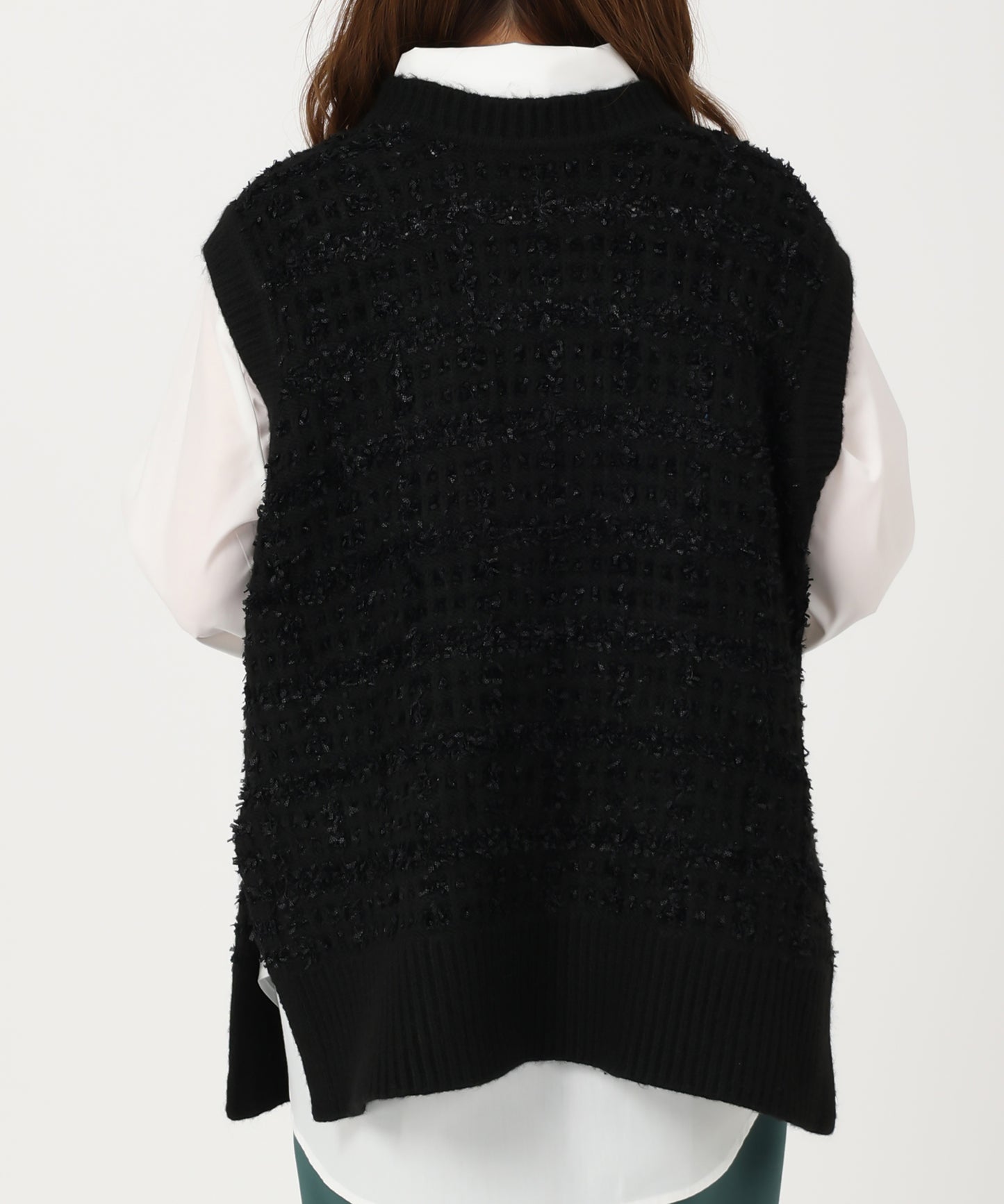 ツイード風テープヤーンニットベスト