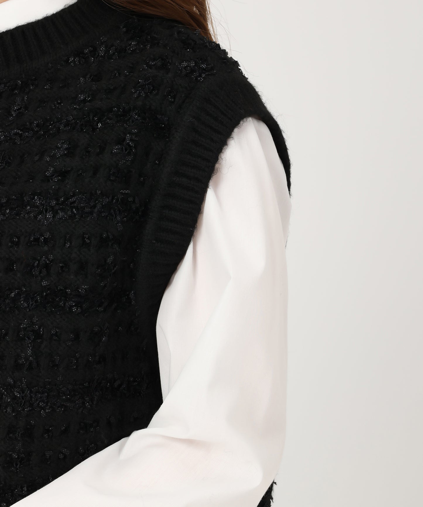 ツイード風テープヤーンニットベスト