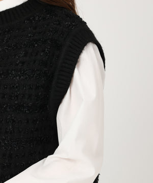 ツイード風テープヤーンニットベスト