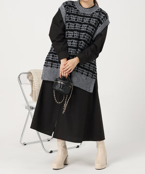 ツイード風テープヤーンニットベスト