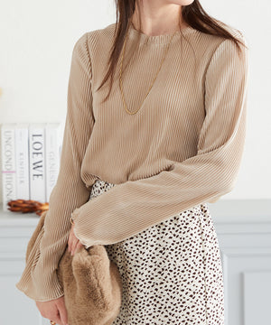 プリーツクルー長袖トップス/AC3423