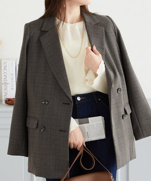 プリーツクルー長袖トップス/AC3423