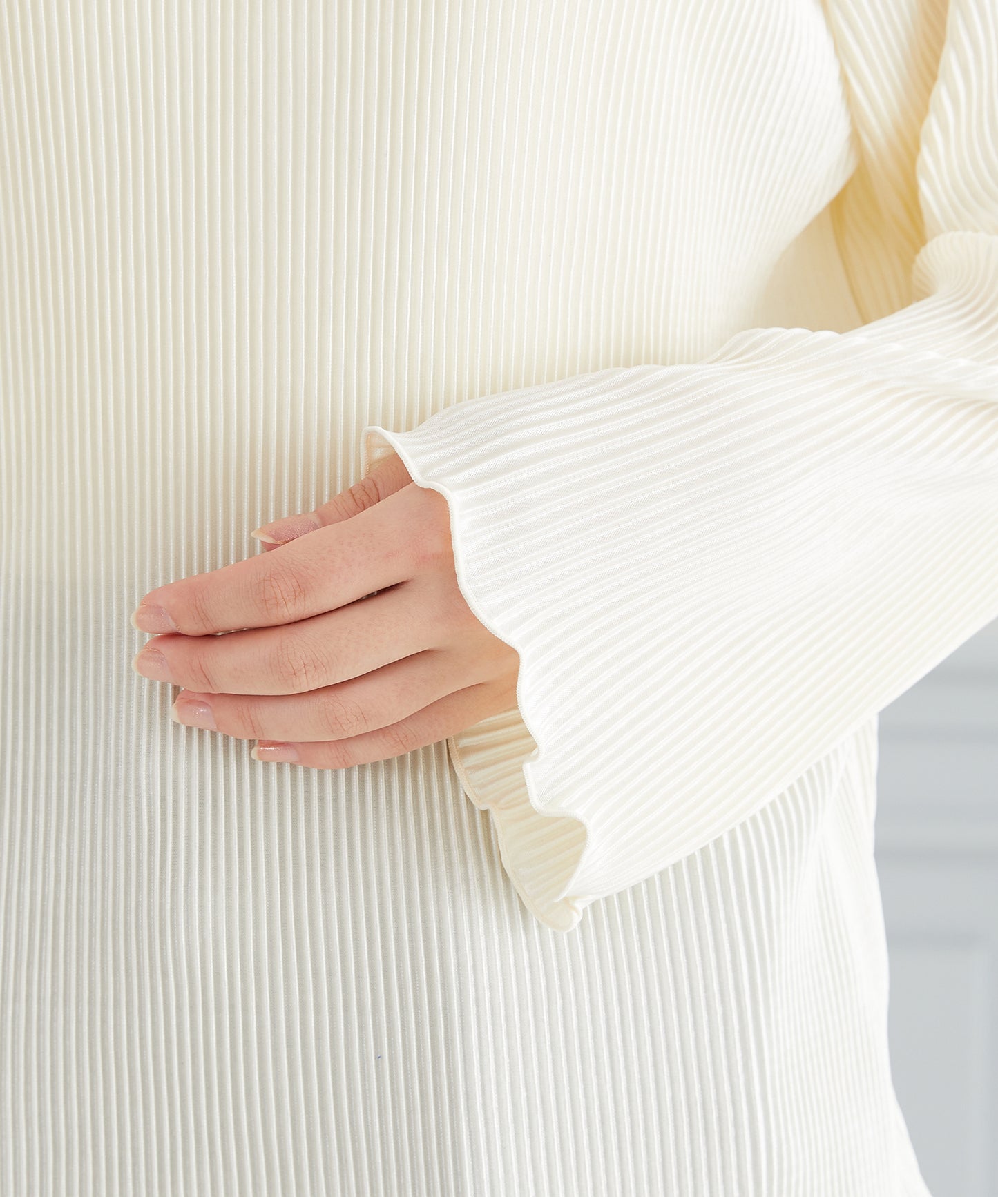 プリーツクルー長袖トップス/AC3423