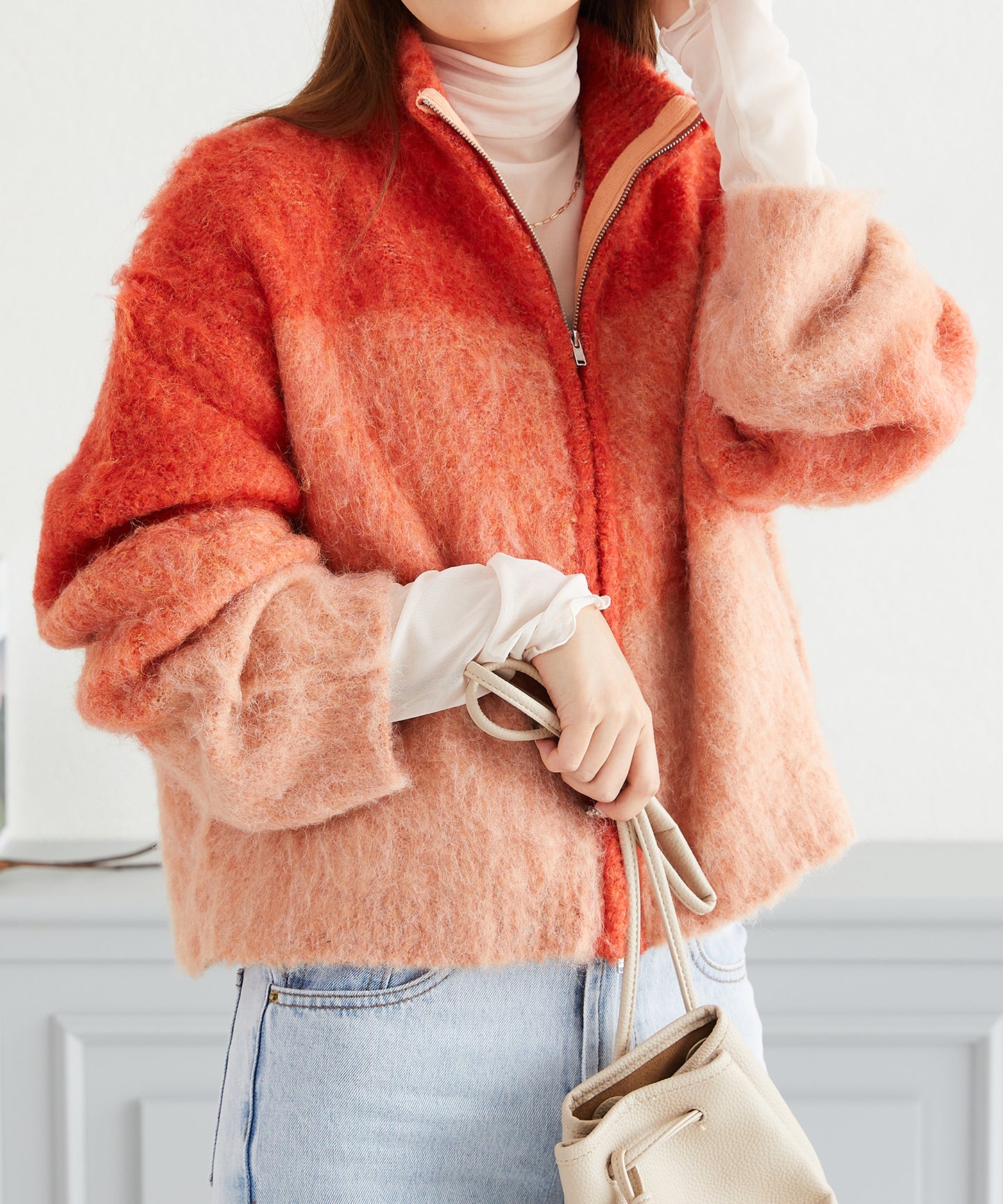 グラデーションニットブルゾン/AC3427