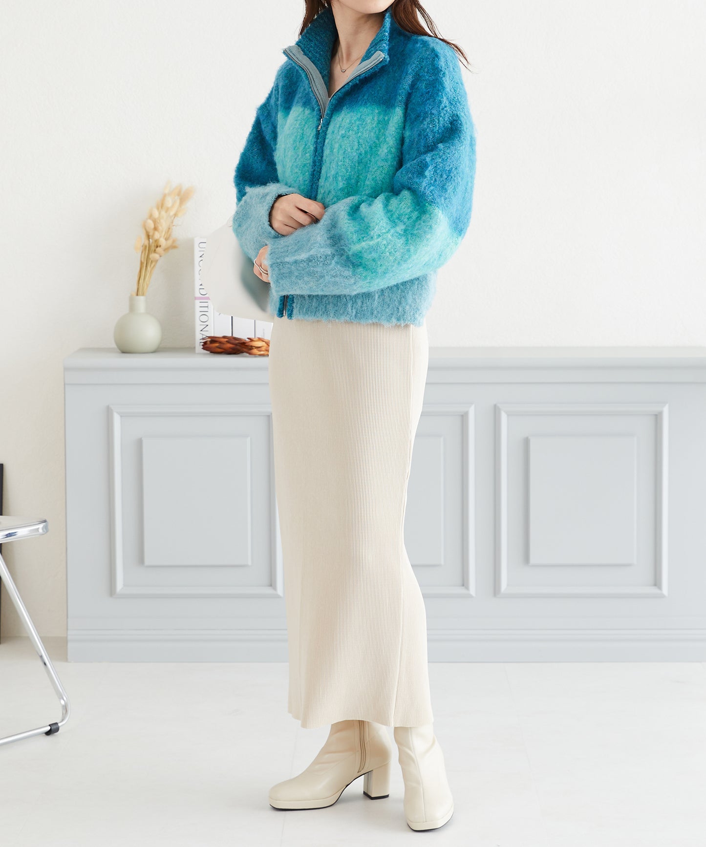 グラデーションニットブルゾン/AC3427