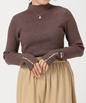 パール釦デザインハイネックニット/AC3428