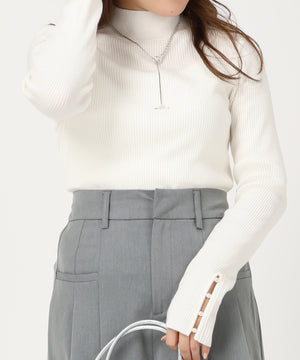 パール釦デザインハイネックニット/AC3428