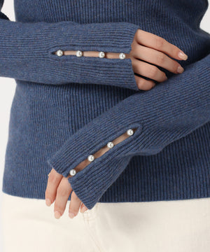 パール釦デザインハイネックニット/AC3428