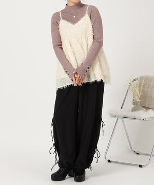 パール釦デザインハイネックニット/AC3428