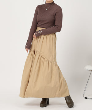 パール釦デザインハイネックニット/AC3428