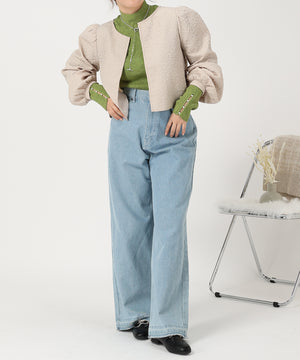 パール釦デザインハイネックニット/AC3428