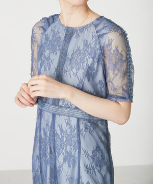 レースギャザーディテールワンピース/MO33O01【結婚式/オケージョン/パーティー】