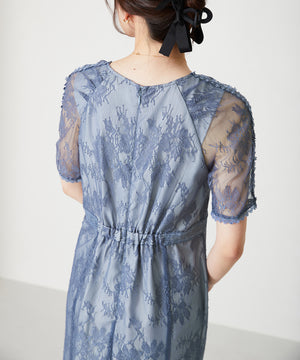 レースギャザーディテールワンピース/MO33O01【結婚式/オケージョン/パーティー】