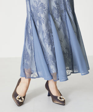 レースギャザーディテールワンピース/MO33O01【結婚式/オケージョン/パーティー】
