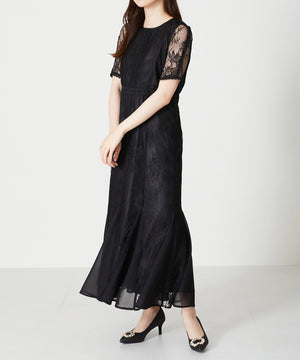 レースギャザーディテールワンピース/MO33O01【結婚式/オケージョン/パーティー】