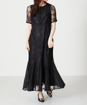 レースギャザーディテールワンピース/MO33O01【結婚式/オケージョン/パーティー】