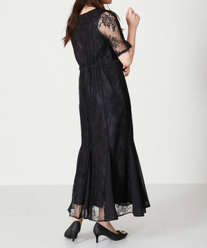 レースギャザーディテールワンピース/MO33O01【結婚式/オケージョン/パーティー】