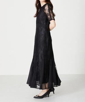 レースギャザーディテールワンピース/MO33O01【結婚式/オケージョン/パーティー】