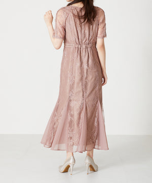 レースギャザーディテールワンピース/MO33O01【結婚式/オケージョン/パーティー】