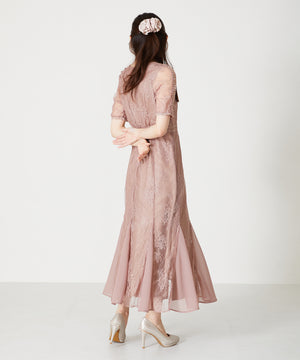 レースギャザーディテールワンピース/MO33O01【結婚式/オケージョン/パーティー】